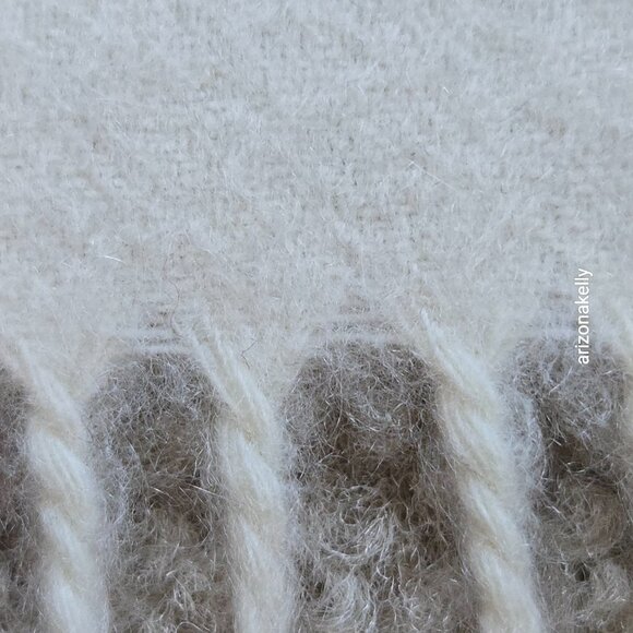 NWOT Nordstrom Cashmere Ivory Woven Fringe Scarf - Picture 6 of 13